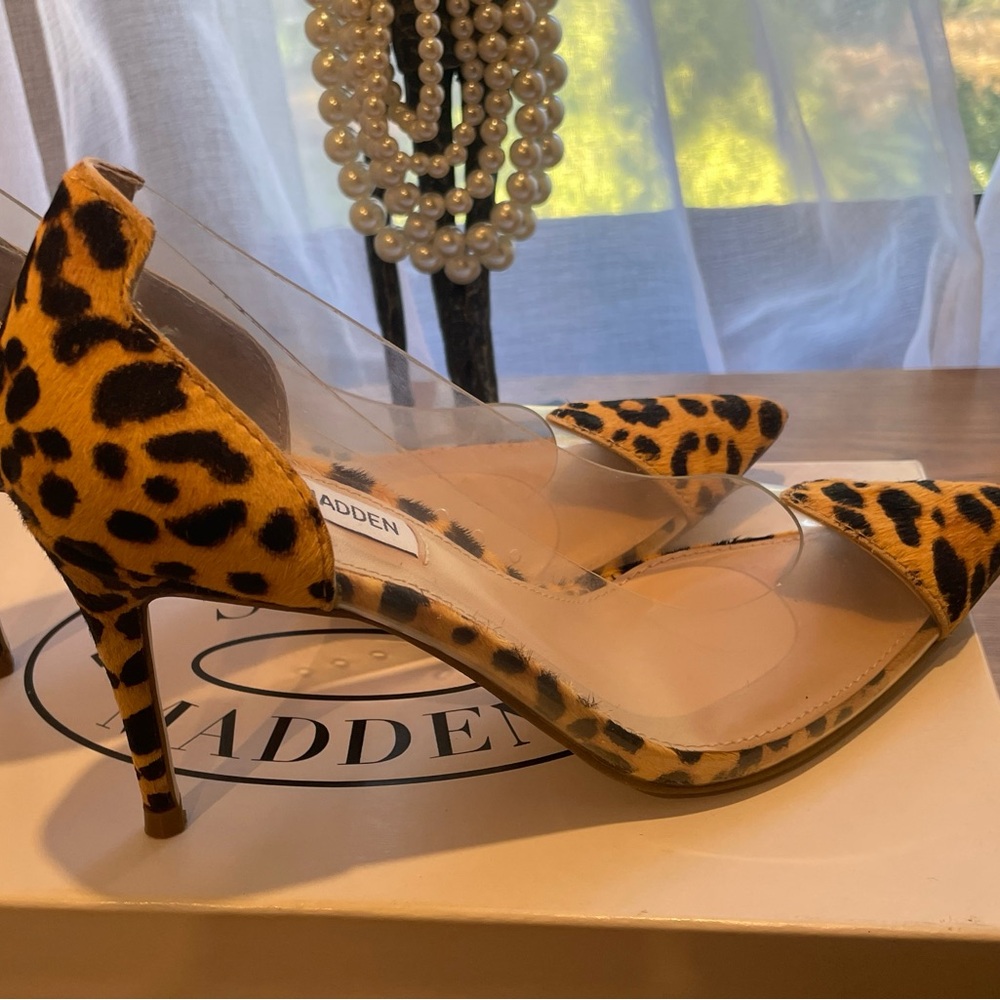 Steve Madden Leopard and Clear Heels